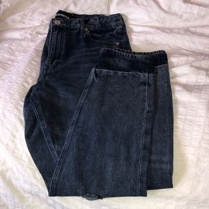 express dark blue mom jeans
